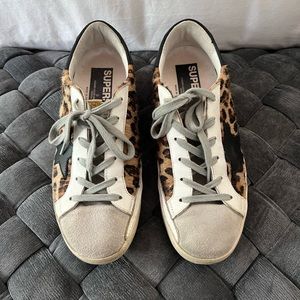 GOLDEN GOOSE Leopard Calf Hair Superstar Sneakers